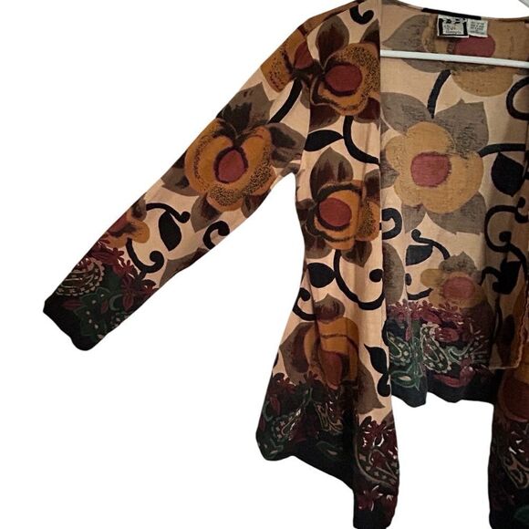 Take Two Clothing Co. Floral Print Open Front Cotton Cardigan Size Medium - Picture 2 of 5